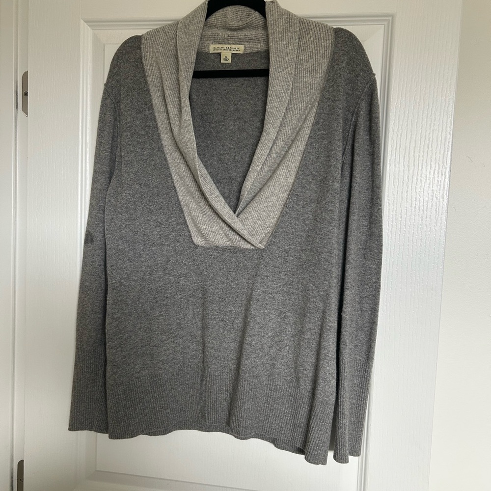 Banana Republic Two-Tone Gray Cowl Neck Sweater